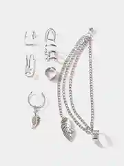 Серебряный серьги - каффы, набор 7 штук, женские сережки клипсы