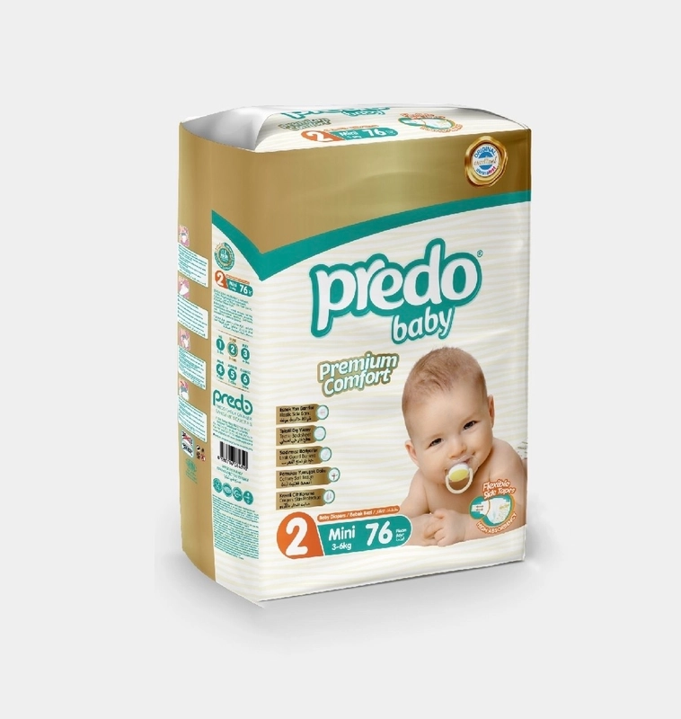 Подгузники Predo baby №2, детские, от 3 до 6 кг, 76 штук