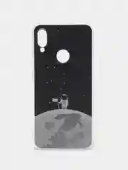 Серебряный силиконовый чехол на Xiaomi Redmi Note 7 / Сяоми Редми Нот 7 прозрачный, с рисунком