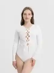 Белый боди со шнуровкой