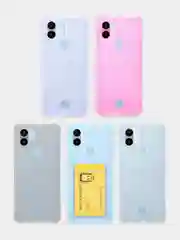 Голубой чехол Xiaomi Redmi A1 Plus A2+ Poco C51 Редми А1 Плюс прозрачный с карманом для карты