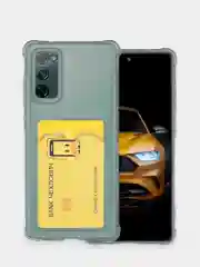 Черный чехол для Samsung Galaxy S20 FE / S20FE прозрачный противоударный с карманом для карты