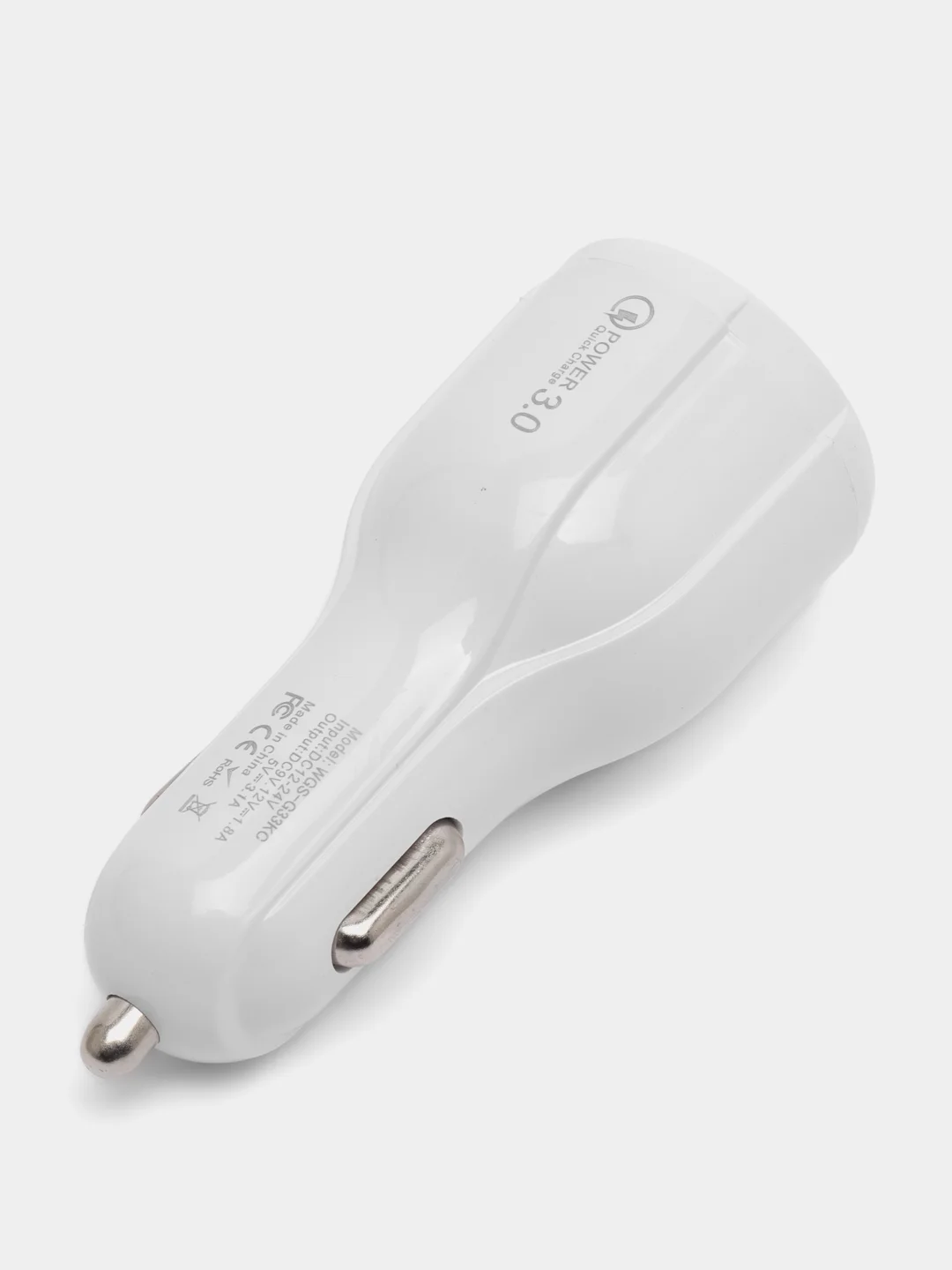 Белый автомобильное зарядное устройство для телефона в прикуриватель на 2 USB,  3.1 А
