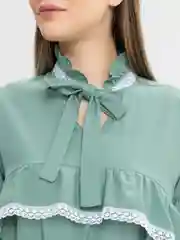 Мятный платье женское, свободное, с рюшами и бантом