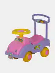Розовый автомобиль-каталка со спинкой
