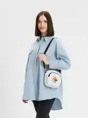 Белый сумка через плечо, с принтом "Акула"
