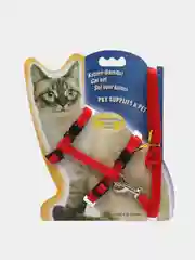Красный шлейка с поводком для кошек