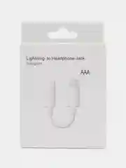 Белый переходник Lightning - AUX для наушников, 3.5 мм mini jack