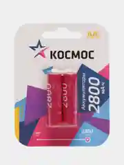 Перезаряжаемые аккумуляторные батареи "КОСМОС" R03 AAA, 1100MAh/R6, AA 2800MAh, 2 штуки