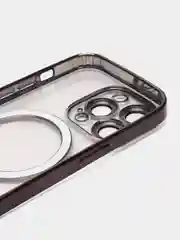 Черный чехол на iPhone MagSafe прозрачный, силиконовый, бампер. Чехол для телефона iPhone 13, 12