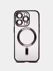 Черный чехол на iPhone MagSafe прозрачный, силиконовый, бампер. Чехол для телефона iPhone 13, 12