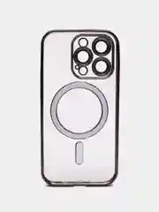 Черный чехол на iPhone MagSafe прозрачный, силиконовый, бампер. Чехол для телефона iPhone 13, 12