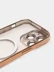 Золотой чехол на iPhone MagSafe прозрачный, силиконовый, бампер. Чехол для телефона iPhone 13, 12