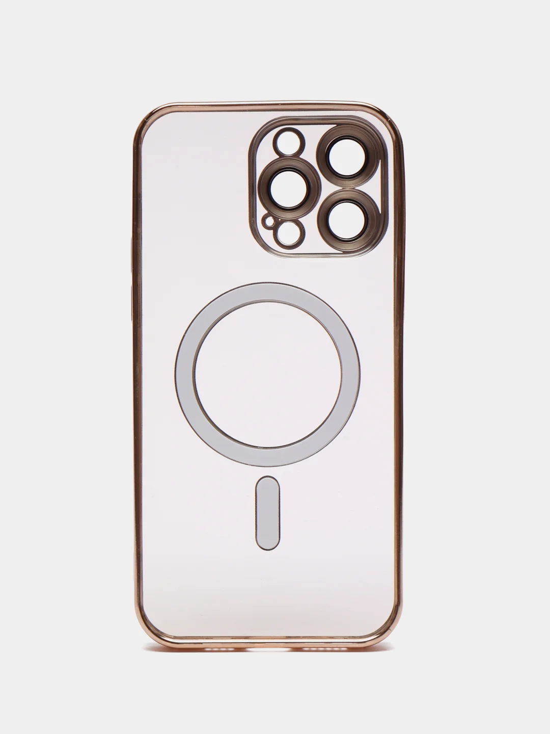 Золотой чехол на iPhone MagSafe прозрачный, силиконовый, бампер. Чехол для телефона iPhone 13, 12