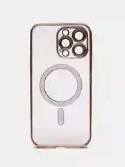 Золотой чехол на iPhone MagSafe прозрачный, силиконовый, бампер. Чехол для телефона iPhone 13, 12