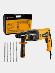 Перфоратор DEKO DKH850W, в кейсе, с набором из 5 буров SDS+, 850Вт