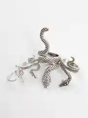 Серебряный набор колец "Змеи", 4 штуки