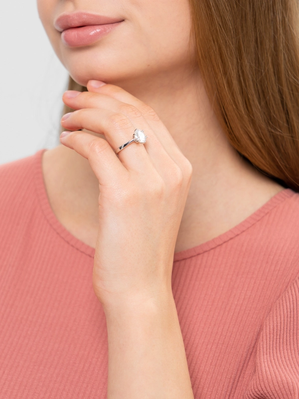 Серебряное кольцо с муассанитом, 1-3 ct
