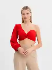 Алый топ с рукавом