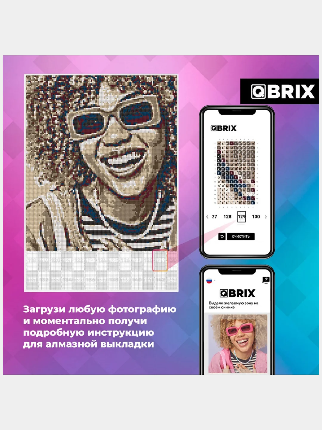 Алмазная мозаика по твоей фотографии на подрамнике Qbrix Vintage A3