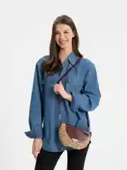 Сумка из джута, с элементами из эко-кожи