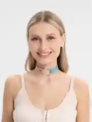 Сиреневый чокер кожаный "Сердце"