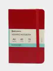 Блокнот BRAUBERG Metropolis Special, А6, под кожу, клетка, красный, 100 х 150 мм, 80 л