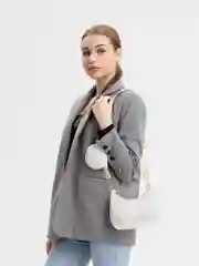 Белый сумка-багет женская на плечо
