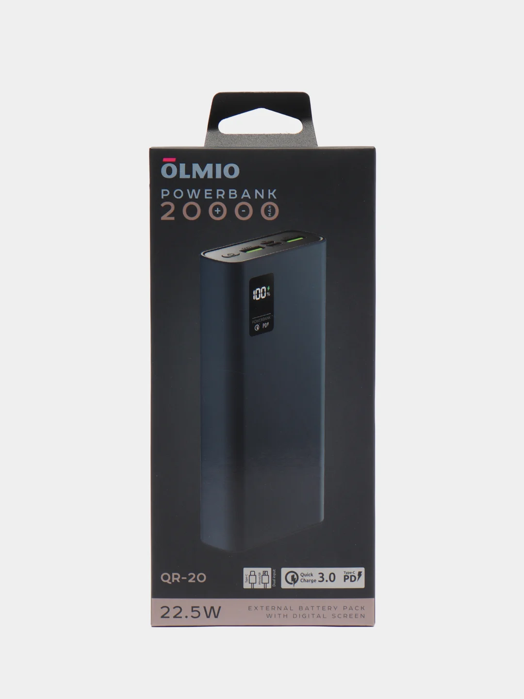 Синий внешний аккумулятор OLMIO QR-20
