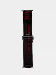Красный ремешок на липучке для Apple Watch 38, 40, 41, 42, 44, 45 mm черный нейлоновый с вышивкой