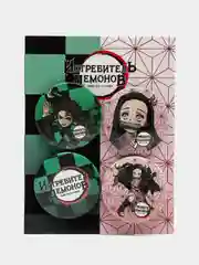 Набор значков "Истребитель Демонов" (Demon Slayer), 4 штуки