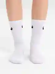 Носки женские высокие, белые, с принтом, спортивные