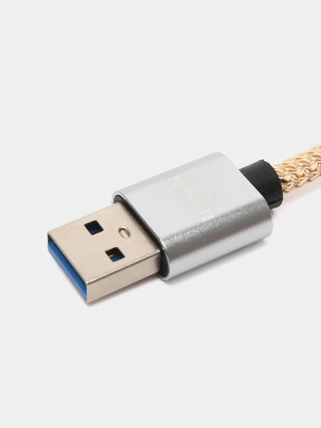 Бежевый плетёный USB кабель в оплетке Lightning, Micro Type-C