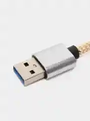 Бежевый плетёный USB кабель в оплетке Lightning, Micro Type-C