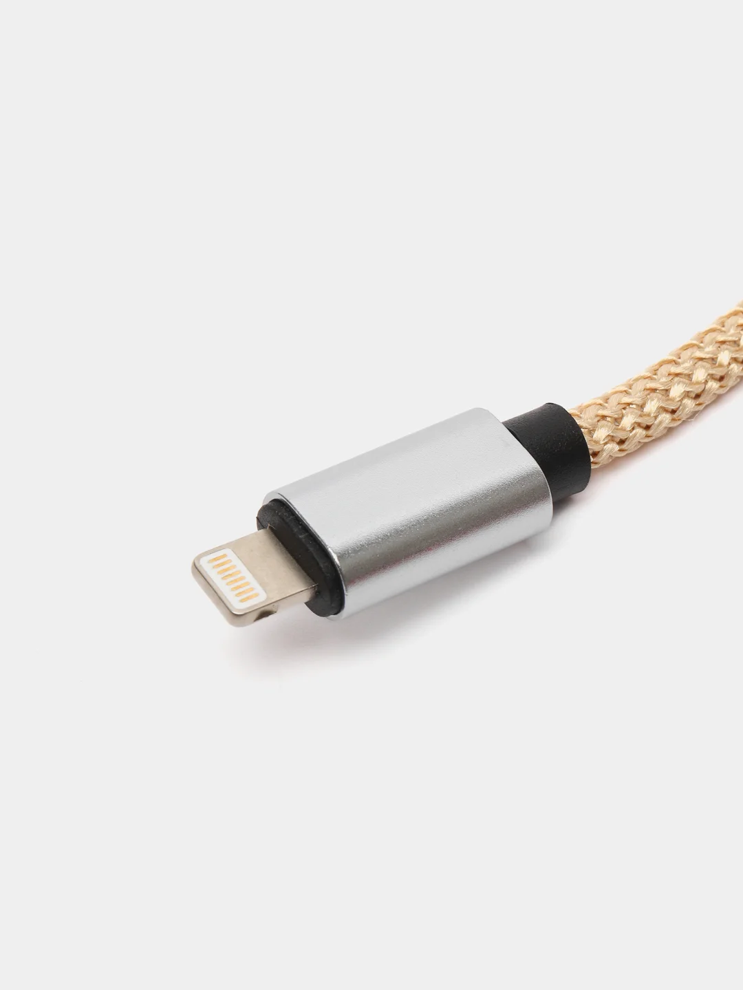 Бежевый плетёный USB кабель в оплетке Lightning, Micro Type-C