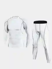Белый спортивный костюм (рашгард и тайтсы) мужской, 3 цвета