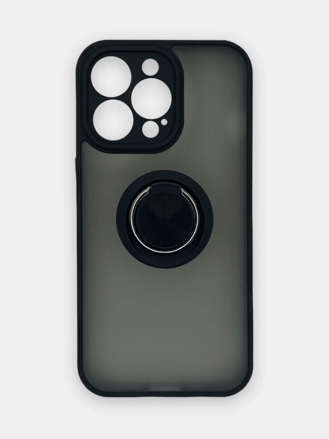 Черный чехол iPhone 13, 13 Pro, пластиковый, матовый, с кольцом и цветными кнопками
