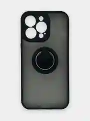 Черный чехол iPhone 13, 13 Pro, пластиковый, матовый, с кольцом и цветными кнопками