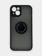 Черный чехол iPhone 13, 13 Pro, пластиковый, матовый, с кольцом и цветными кнопками