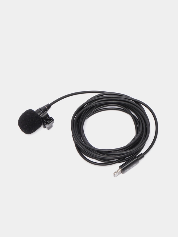 Микрофон петличный Hoco L14 Lightning, цвет черный, 2 м