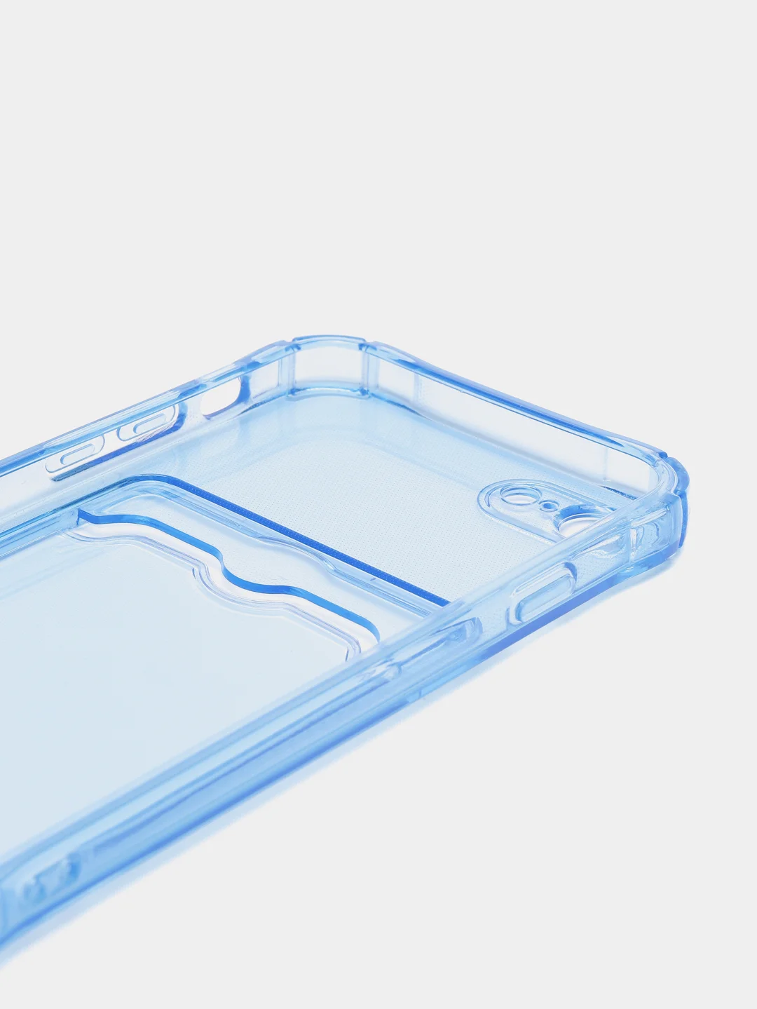Синий силиконовый чехол с отсеком, карманом для карты IPhone 7-13 Pro Max, прозрачный