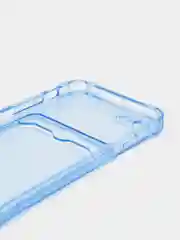 Синий силиконовый чехол с отсеком, карманом для карты IPhone 7-13 Pro Max, прозрачный
