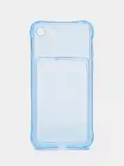 Синий силиконовый чехол с отсеком, карманом для карты IPhone 7-13 Pro Max, прозрачный