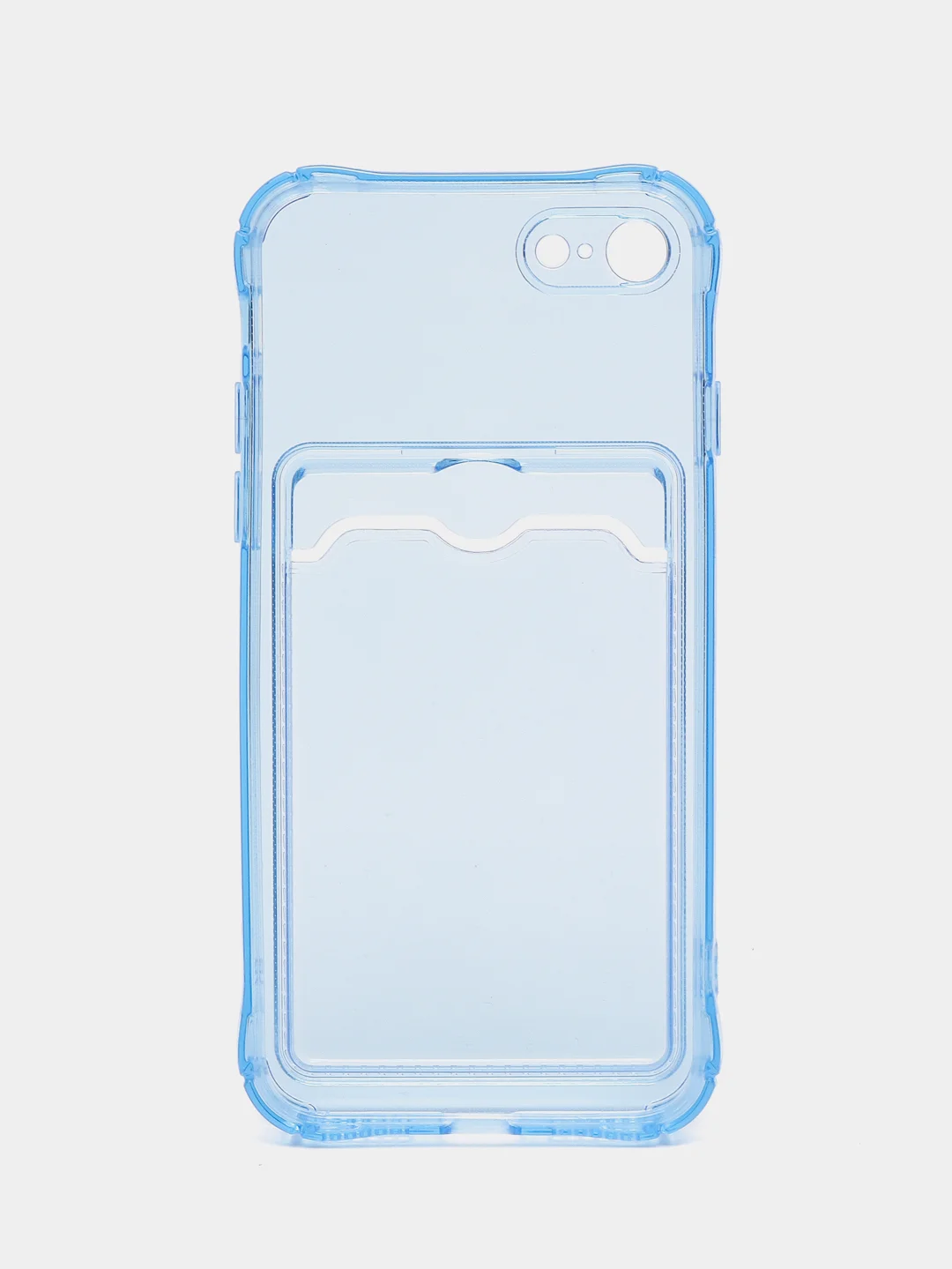 Синий силиконовый чехол с отсеком, карманом для карты IPhone 7-13 Pro Max, прозрачный