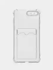 Чехол с карманом для карт iPhone 11/XR/12/13/XS/6s/7/8/SE/Pro/Max/Plus/mini, силиконовый