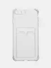 Чехол с карманом для карт iPhone 11/XR/12/13/XS/6s/7/8/SE/Pro/Max/Plus/mini, силиконовый