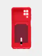 Тёмно-розовый чехол Samsung Galaxy A12 / M12, Самсунг Галакси А12 / М12 силиконовый с карманом для карты