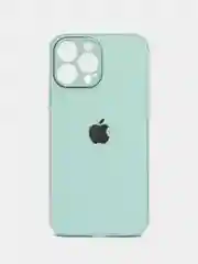 Бирюзовый чехол для айфон со стеклянной панелью iPhone 11, 12, 13, 14, Pro, 12 Pro Max, 14 Pro
