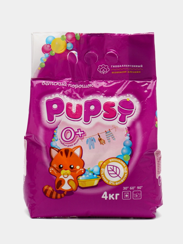 Детский стиральный порошок Pupsi, без фосфатов, 4 кг, 0+
