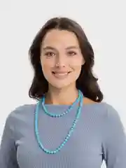 Небесно-голубой бусы длинные